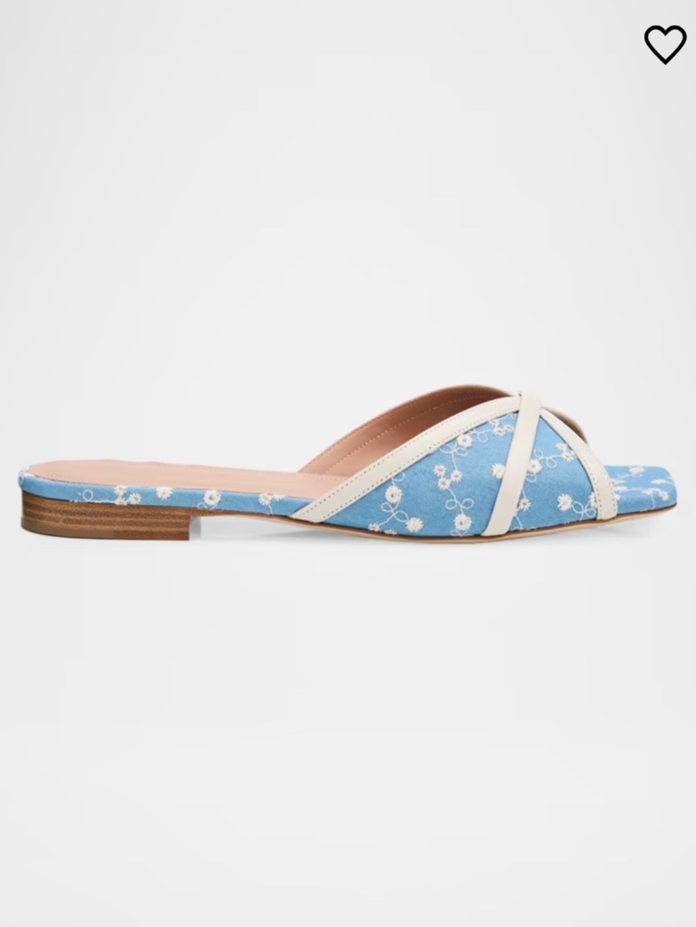 NIB Malone Souliers Perla Blue Floral Denim Flat Sandals
